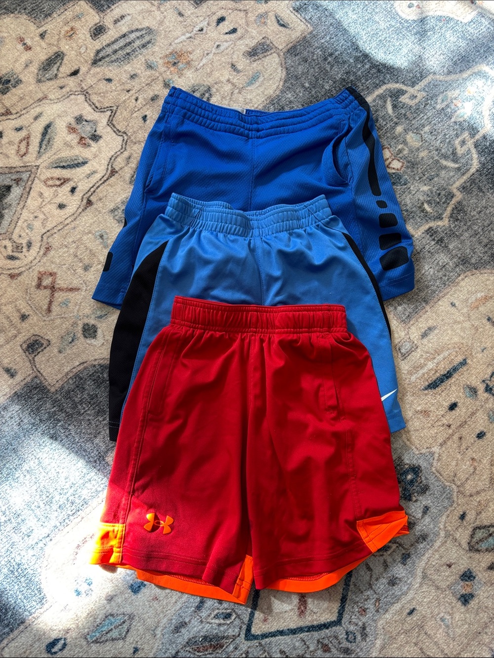 Under Armour and Nike Boys' Athletic Shorts Trio - size 7/8